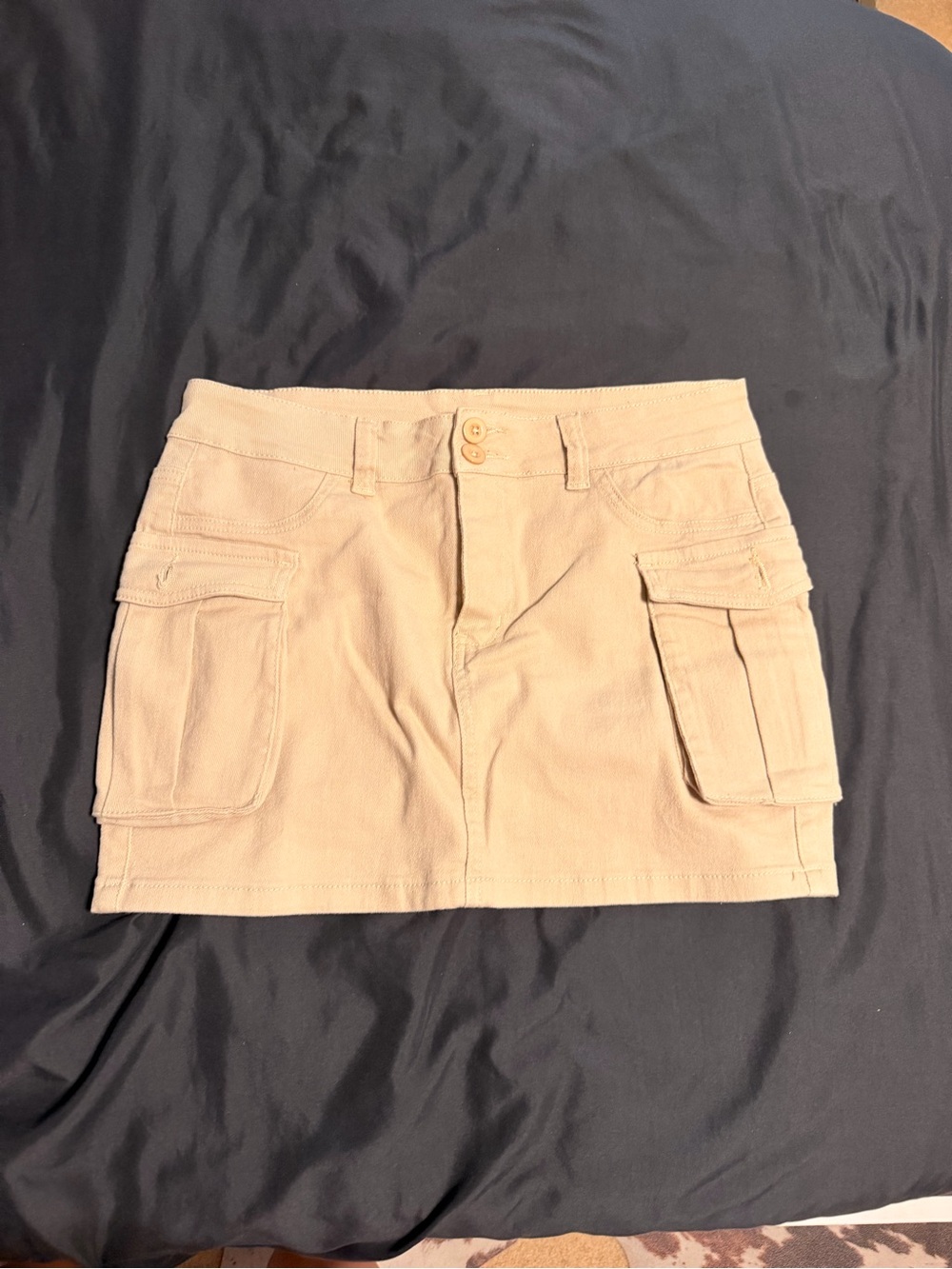 Khaki Cargo Pocket Mini Skirt